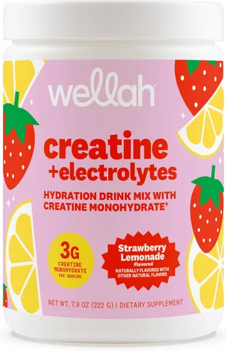 Miniatura 9 de Wellah Creatina + electrolitos en polvo (Blue Hawaii) 30 porciones - Mezcla de bebida de hidratación con 0.11 onzas de monohidrato de creatina