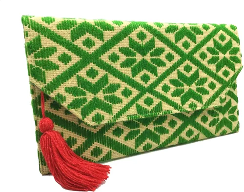 Miniatura 2 de Bolso Clutch "Juana", hecho por Jühue Artesanal, bolso hecho a mano hecho en México, Bolso de mano verde, Bordado a mano, pieza única, Bolso de mano
