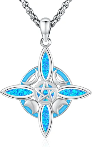 Miniatura 28 de Eusense Collar de ópalo para mujeres y hombres, joyería de ópalo azul y blanco de plata de ley 925 con dije de ópalo auténtico, regalo