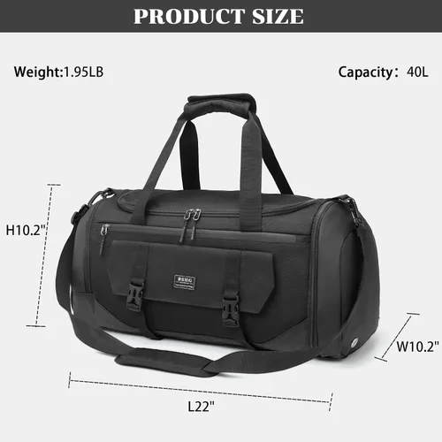 Miniatura 2 de BSHG Bolsa de deporte para hombres y mujeres con compartimento para zapatos y bolsillo húmedo, bolsa de lona deportiva, bolsas de entrenamiento