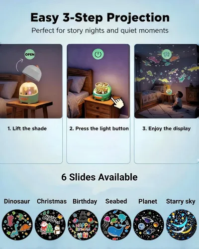 Miniatura 6 de Juguetes de Dinosaurio para Niños de 3-5, Proyector de Dinosaurios Juguetes para Bebés de 6 a 12 Meses, Regalos de Navidad Cumpleaños Fiesta