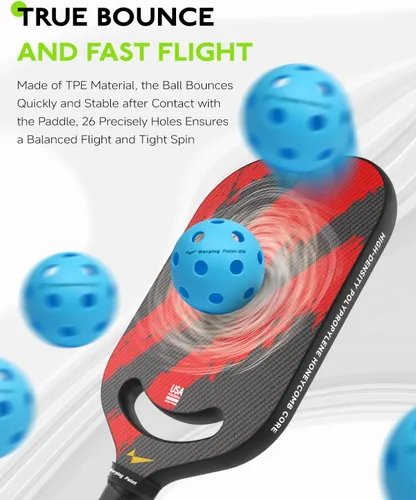 Miniatura 5 de Pelotas de Pickleball Warping Point 26 Agujeros, 40 Agujeros Paquete de 4, Paquete de 12 Cumplen con las Especificaciones USAPA Bola