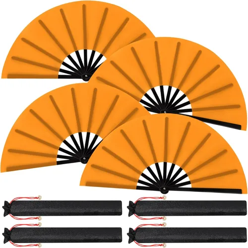 Miniatura 14 de Maitys Paquete de 2 ventiladores de mano plegables grandes de 13 pulgadas, ventiladores chinos de mano grandes para baile de línea, Tai Chi