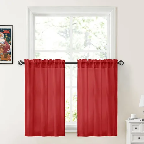 Miniatura 29 de HOMEIDEAS Cortinas Transparentes de Privacidad Blancas No Transparentes, 52 X 45 Pulgadas de Largo 2 Paneles Cortinas Transparentes Filtradoras