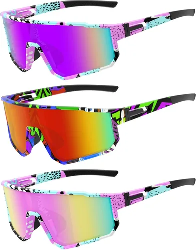 Miniatura 9 de Gafas de sol deportivas para niños, polarizadas, con protección UV400, para niños y niñas, para béisbol, softbol, ciclismo Lentes rojas con montura