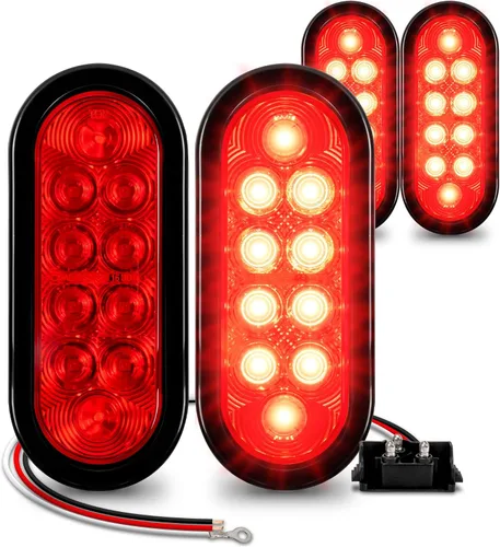 Miniatura 9 de Juego de luces traseras LED ovaladas para remolque de 6.0 in, 2 color ámbar y 2 color rojo 4 Rojo + 2 Blanco