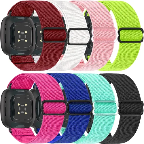 Miniatura 7 de Paquete de 8 bandas elásticas compatibles con Fitbit Versa 3 y Fitbit Versa 4, Fitbit Sense y Fitbit Sense 2, pulsera deportiva ajustable de nailon