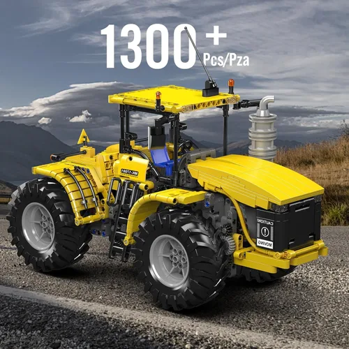 Miniatura 4 de Mould King 17081 Modelo de bloques de construcción de tractor articulado técnico, 1300 piezas de vehículos de remolque con control remoto, juguete