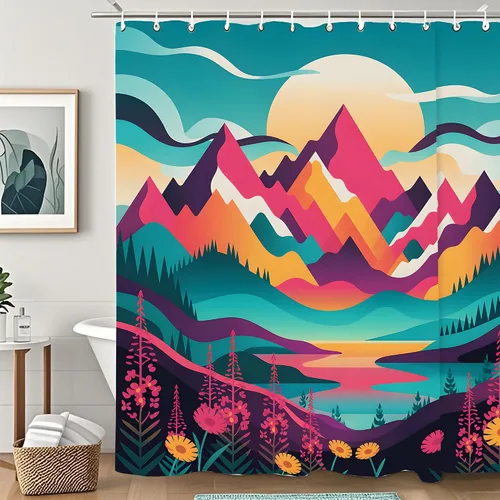 Miniatura 11 de Cortina de ducha con versículo bíblico con cita inspiradora, cortinas de ducha cristianas azules florales para bañera, decoración del hogar, tela