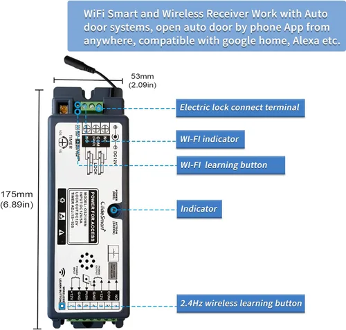 Miniatura 5 de Control de acceso WiFi de 2.4 GHz, 400 libras, fuerza de retención electromagnética, kit de sistema de bloqueo de puerta magnético eléctrico