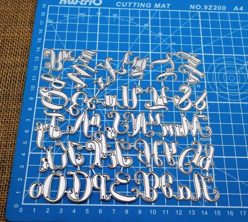 Miniatura 2 de 26 troqueles de metal mayúsculas del alfabeto en minúsculas para manualidades, álbumes de recortes, álbumes de fotos, plantillas de troquelado