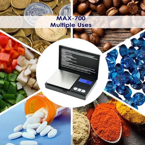 Miniatura 6 de American Weigh Scales Báscula de bolsillo portátil compacta de la serie MAX, escala de gramos para alimentos pequeños, escala de joyería, 24.69 oz x