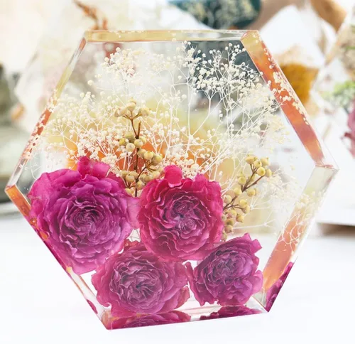 Miniatura 7 de Molde de resina hexagonal, moldes de silicona hexagonal profunda para resina, moldes de resina epoxi geométrica para preservación de flores, boda