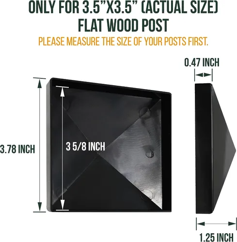 Miniatura 2 de GKOLED Paquete de 6 tapas de vinilo de PVC negro pirámide de 3.5 x 3.5 pulgadas, para postes con tamaño real de 3.5 x 3.5 pulgadas, adecuadas