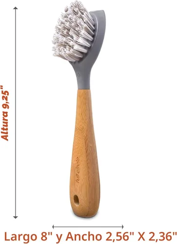 Miniatura 6 de Full Circle Tenacious C Cepillo y raspador de platos de bambú de hierro fundido – Cepillo duradero para cocina, ollas, sartenes y hierro fundido