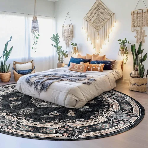 Miniatura 78 de MUJOO Alfombra Pasillo Runner 2'x8' Azul Gris Alfombras Largas Boho Lavable a Máquina Antideslizante para Entrada Cocina Baño Dormitorio Retro Suave