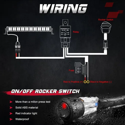 Miniatura 5 de OFFROADTOWN - Arnés de cableado, kit de arnés de cableado de 1 cable resistente para luces antiniebla, barra de luz de trabajo LED, vainas LED de 12