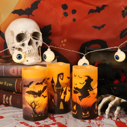 Miniatura 7 de Juego de 3 velas de calcomanía de Halloween de DRomance