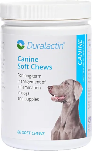 PRN Pharmacal Duralactin Canine Soft Chews - Suplemento de salud articular para perros y cachorros - Suplemento con proteína de leche seca - 60