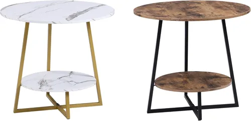D&H FURNIMMT Mesas auxiliares decorativas para sala de estar, mesa auxiliar pequeña de 22 pulgadas para espacios pequeños, mesita de noche redonda