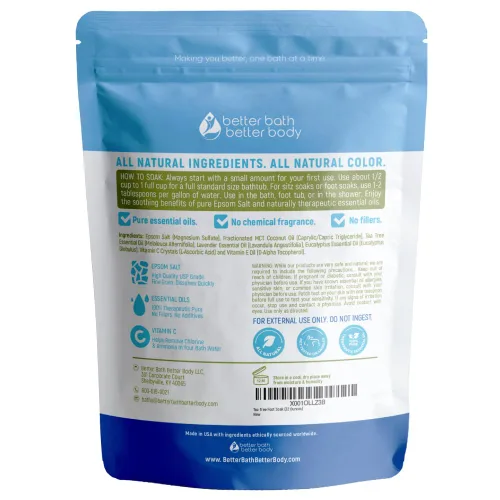 Miniatura 2 de Remoja para pies de árbol de té, 32 onzas (2 libras) de sal de Epsom de grado USP con aceite esencial de árbol de té natural más vitamina C en bolsa