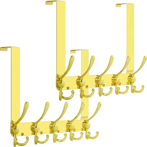 Miniatura 11 de SKOLOO Gancho sobre la puerta - para puertas de hasta 1-3/4' de espesor, colgador de puerta de metal con 5 ganchos triples, colgador sobre la puerta