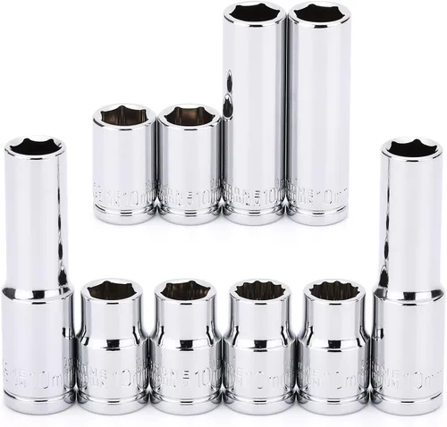 Miniatura 8 de MIXPOWER 4 piezas de 1/4" de 10 mm de profundidad y poco profunda, 6 puntas, acero Cr-V, 10 mm