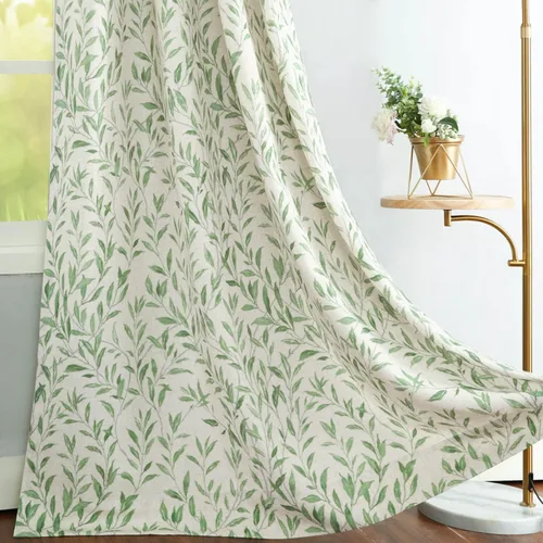 Miniatura 22 de VOGOL Cortinas de dormitorio con estampado de pájaros, paneles de ventana con ojales florales que oscurecen la habitación, cortinas de lino Morado