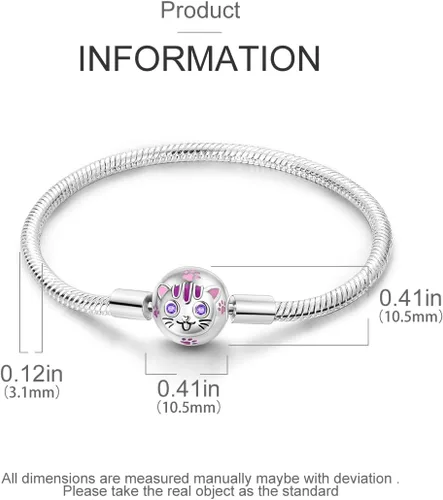 Miniatura 4 de Parmuz Charm Bracelet 925 Sterling Silver Heart Clasp Snake Chain Bracelet Jewelry Fit Charm Birthday Gift for Women Girls
