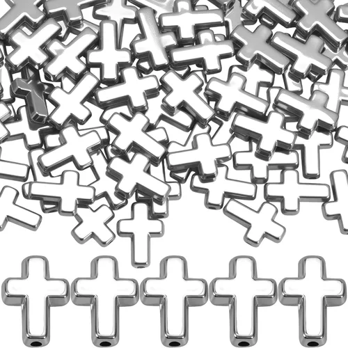 Miniatura 25 de 120 dijes de cruz para hacer joyas, cuentas de cruz religiosa para pulseras, cruces para hacer joyas, pulseras, collares, manualidades (6 colores)