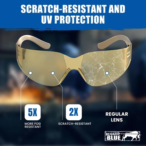 Miniatura 4 de RUGGED BLUE Gafas de seguridad de trabajo para hombres Ansi Z87 certificadas gafas de seguridad para campo de tiro Cristal antiarañazos