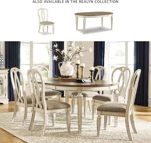 Miniatura 6 de Signature Design by Ashley Realyn French Country - Silla de comedor con respaldo de cinta, 2 unidades, color blanco astillado