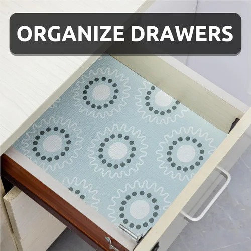 Miniatura 9 de FIFTY FEET Forro de estante de 12 x 120 pulgadas para gabinetes de cocina, forro de cajón de PVC para cómoda antideslizante para baño, forro de Blue