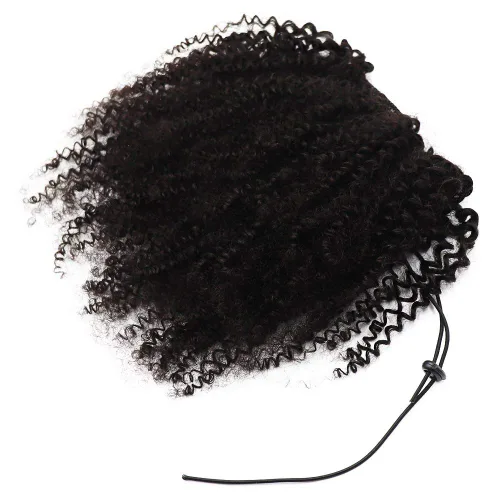 Miniatura 3 de Extensiones de cola de caballo de cabello humano rizado afro, rizado con cordón, extensiones de cabello humano rizado natural en cola de caballo