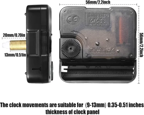 Miniatura 2 de Mudder Movimiento de reloj de eje largo de 3 piezas con 3 tipos de mecanismo de manos de madera de nogal con kit de reemplazo de movimiento