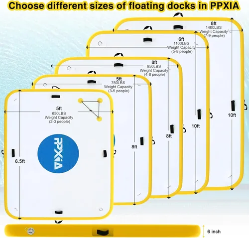 Miniatura 7 de Inflatable Dock- Floating Docks for Lakes 10ft 6ft 8ft 5ft, Inflatable Water Mat Island Float Blow Up Platform for River, Pool, Ocean