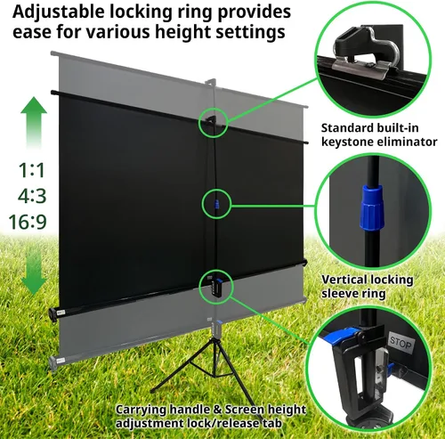 Miniatura 6 de Elite Screens Tripod Series - Pantalla de proyección ajustable, relación de aspecto múltiple, portátil, para uso en interiores y exteriores, serie