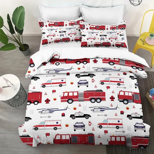 Miniatura 10 de Yasida Juego de edredón de avión para niños, tamaño individual, juego de ropa de cama de avión de dibujos animados coloridos para niños