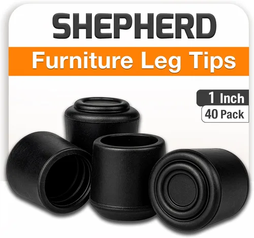 Miniatura 2 de Shepherd - Paquete de 40 protectores de suelo antideslizantes con punta de goma redonda – Diámetro interior de 1 pulgada para sillas, taburetes