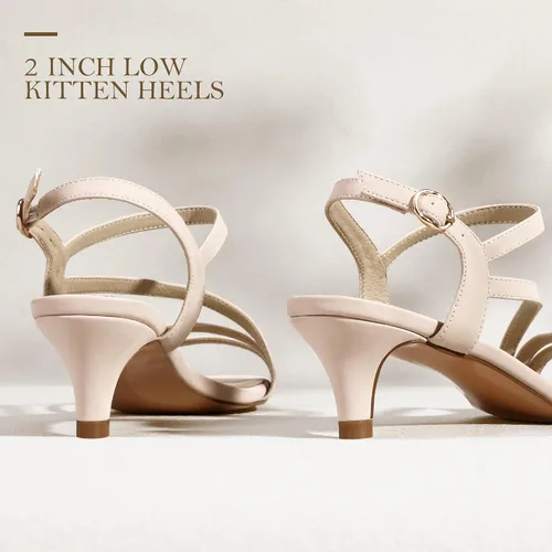 Miniatura 6 de IDIFU Sandalias elegantes con tirantes delgados de 2 pulgadas para mujer, tacón bajo de gatito, puntera abierta, zapatos de vestir para mujer y dama