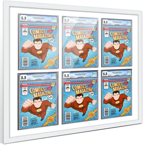 Miniatura 148 de Marco de cómic con paspartú para 8 CGC, CBCS o PGX Graded Comics - Marco de cómic blanco para cómics de 8.125 x 13 pulgadas Marco blanco