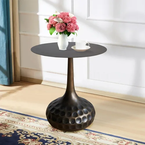 Miniatura 10 de Mesa auxiliar, mesa de centro moderna, mesa decorativa de hierro con pedestal de metal para sala de estar, dormitorio, balcón, oficina