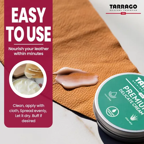 Miniatura 4 de Tarrago Crema Delicada - Crema nutritiva y limpiadora prémium para artículos de cuero con aceites naturales y aloe vera, Varios