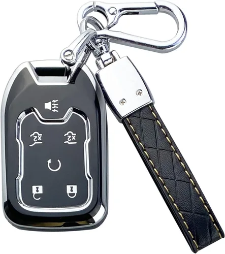 Funda para Llavero Compatible con Chevy Silverado Suburban Tahoe GMC Yukon/Yukon XL Terrain Acadia Carcasa Protectora de Llavero Accesorios (Negro)
