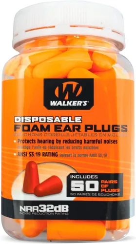 Walker's 32 dB con cancelación de ruido ANSI S3.19 Rango de protección de seguridad auditiva para disparos, caza, trabajo de caza, tapones para los