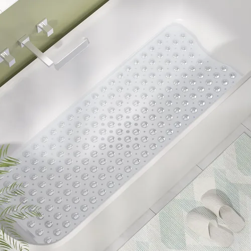 Miniatura 3 de AmazerBath Tapete de ducha antideslizante de 40 x 16 pulgadas, tapete de ducha con ventosas y agujeros de drenaje, tapete de baño antideslizante