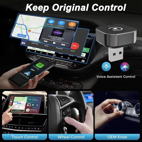 Miniatura 5 de Adaptador CarPlay inalámbrico 2 en 1 para Apple iPhone y Android Auto – CarPlay con cable a dispositivo inalámbrico, en forma de T para auto USB