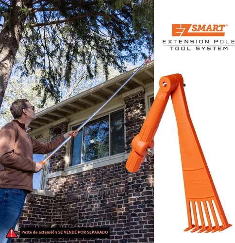 Miniatura 7 de EZ Smart Mini herramienta de limpieza de canalones de rastrillo accesorio de cabezal pivotante para canalones, techos y protectores de canalones, se