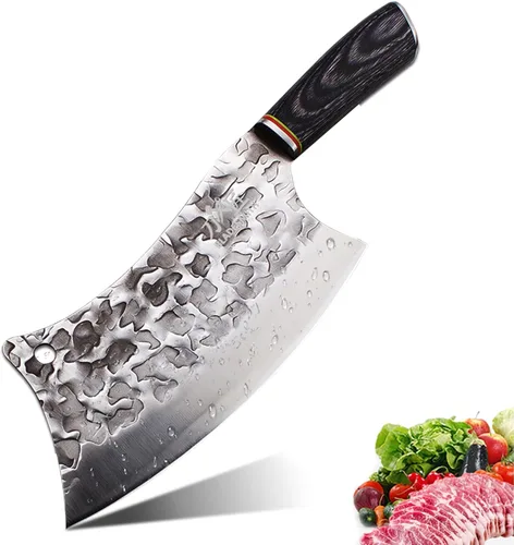 Miniatura 9 de BLADESMITH Cuchillo de carnicero para carne y verduras no congeladas, rebanadora de cocina de chef chino de 7", hoja de acero inoxidable alemán HC