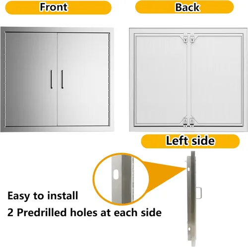 Miniatura 7 de Luffioner Puertas de cocina para exteriores, puerta de acceso doble para barbacoa de 31 pulgadas de ancho x 24 pulgadas de alto, placa gruesa a